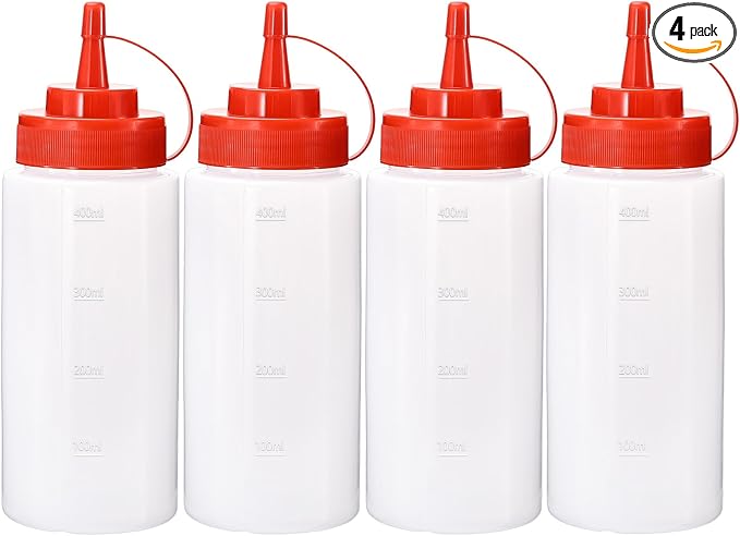 Condiment Squeeze Bottles Ketchup Dispenser, 4 Pack 16oz Squeeze Bottles by Katfort