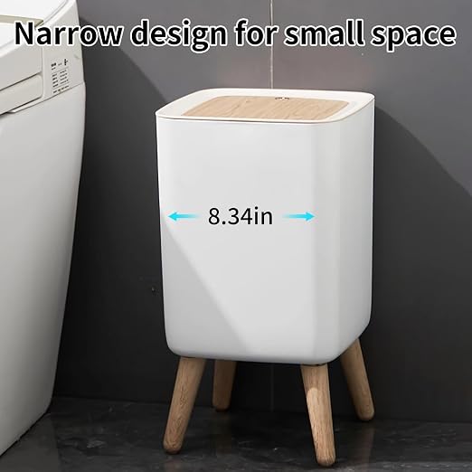 WanWanKa Mini White Plastic Trash Can, 2.6 Gallon Capacity, Slim Design - Image 6