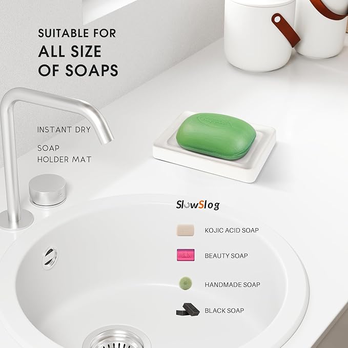 1 Pack Diatomite Soap Dish Holder, Quick Dry Stone Bath Tray, Diatomaceous - Image 7