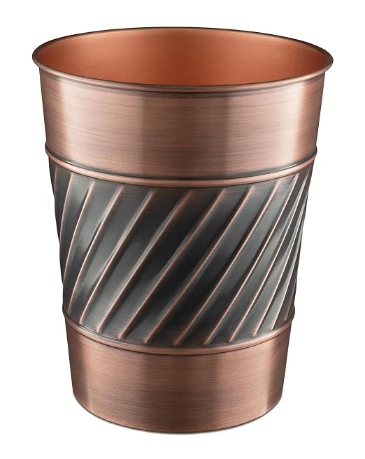 Monarch Abode Metal Wastebasket Trash Can, Handcrafted, Wave Embossed, Bathroom by MonarchAbode
