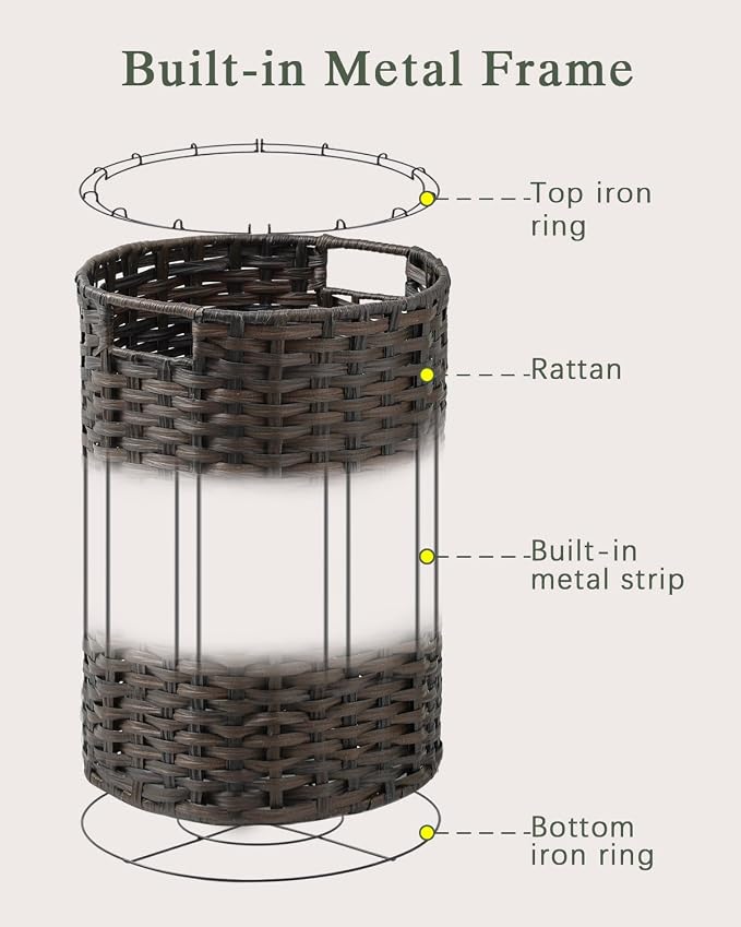 Laundry Hamper Laundry Basket Round 19.0 Gal Handwoven Rattan Laundry Basket - Image 9