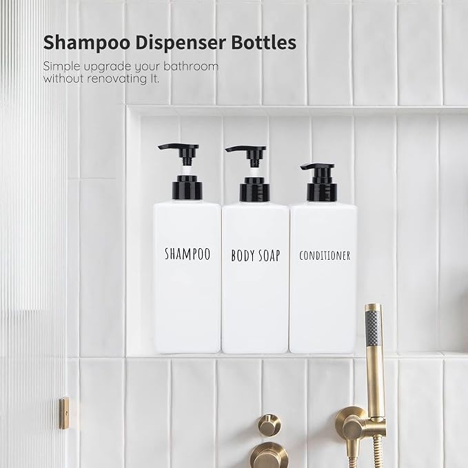 Segbeauty Plastic Soap Dispenser, 500ml Empty Square Pump Press Bottle Shower - Image 2