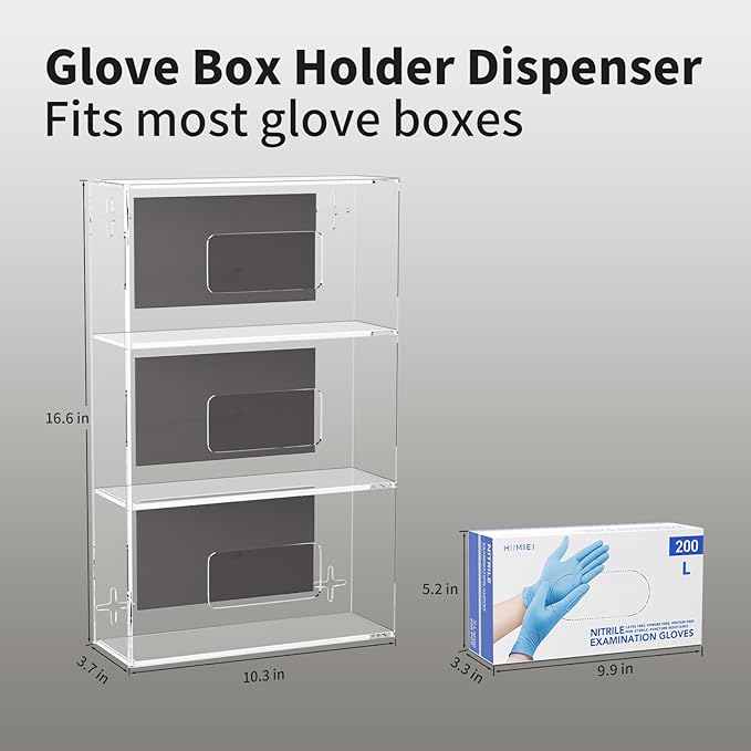 HIIMIEI Glove Holder for Wall Mount: Magnetic Gloves Box Holder, Acrylic - Image 6