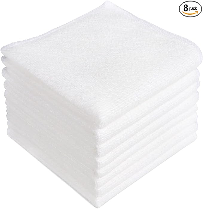 AIDEA Microfiber Cleaning Cloth White, Absorbent Lint Free Rags, Scratch Free by AIDEAHOME