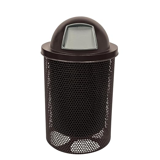 COATEDOUTDOORFURNITURE RDT-P-BRW Heavy Duty Round Trash Receptacle by CoatedOutdoorFurniture