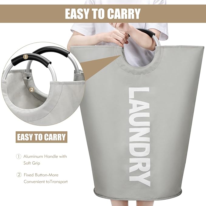 DOKEHOM 90L Large Laundry Basket, Collapsible Laundry Bag, Freestanding Tall - Image 5
