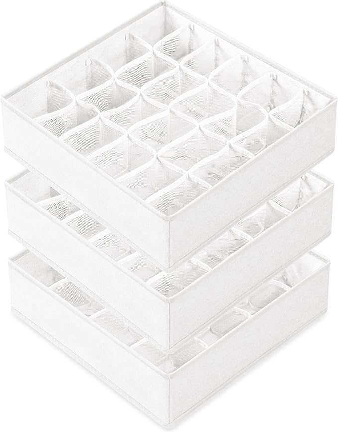Criusia 3 Pack Sock Underwear Drawer Organizer Dividers, 64 Cell Fabric by Criusia