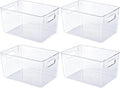 JollyPack 4 Pack Clear Plastic Storage Bins, Pantry Organizers and Storage by JollyPack