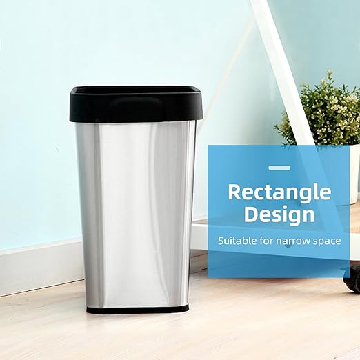 2 Pack Stainless Steel Trash Can 3 Gallon, Open Top Trash Can, Rectangle - Image 4