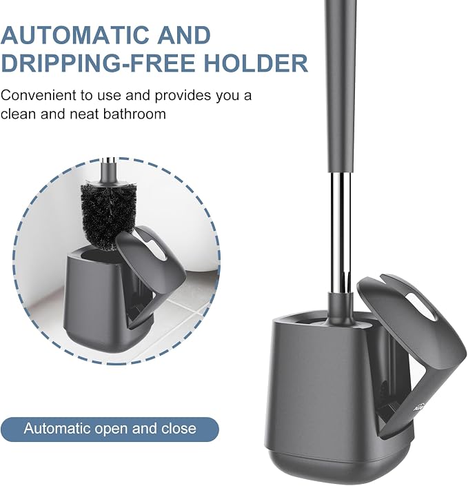 SetSail Toilet Brush and Holder, Self Closing Lid Toilet Bowl Brushes Holder - Image 4