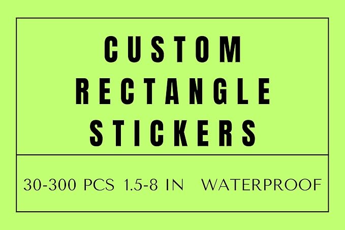 Custom Rectangle Labels, Glossy Waterproof White Vinyl Stickers, 30-300 Pcs by YEYABOA