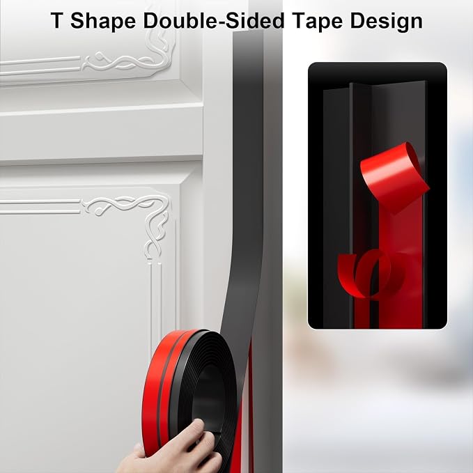 T-Shaped Door Draft Stopper, 1.97 in x 20 Ft Silicone Seal Strip - Image 3