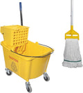 Commercial Mop Bucket with Side Press Wringer on Wheels, Including One by Midoneat