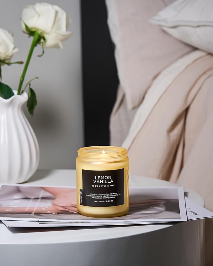 M&SENSE Lemon Vanilla Scented Slow Burning Candles - Image 7
