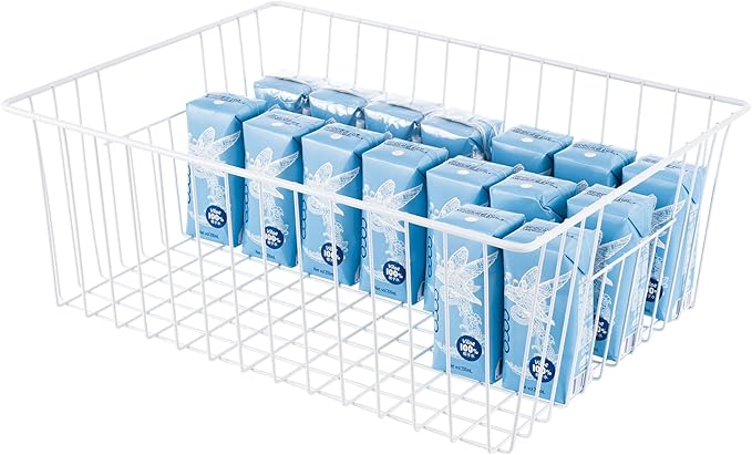 16" L x 12" W Wider Freezer Storage Organizer Baskets Container, Deep Metal - Image 3
