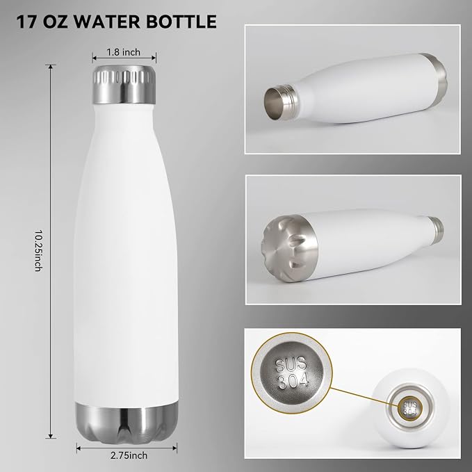 VEGOND 17oz Stainless Steel Water Bottles Bulk, Reusable Metal Sports Water - Image 3