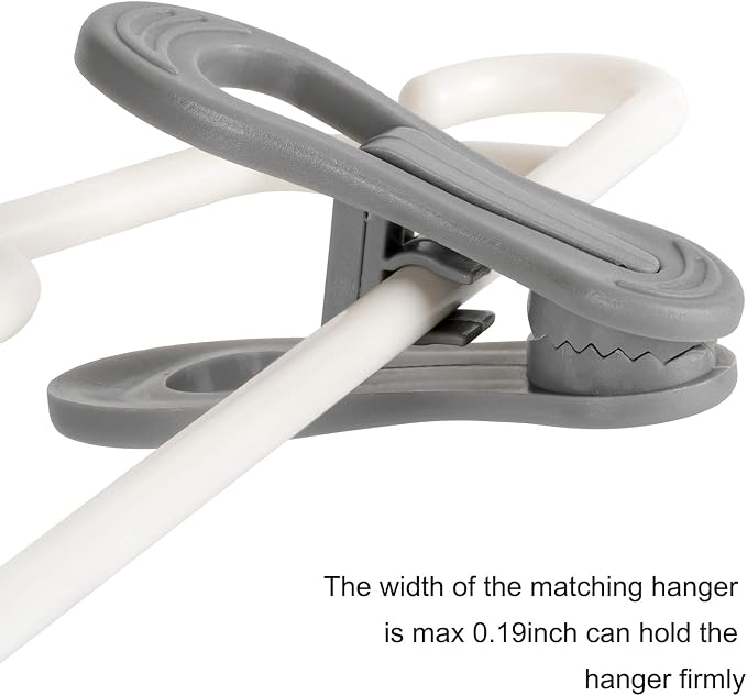 Tinfol 24pc Grey Plastic Hanger Clips, Strong Pinch Grip Finger Clips - Image 5