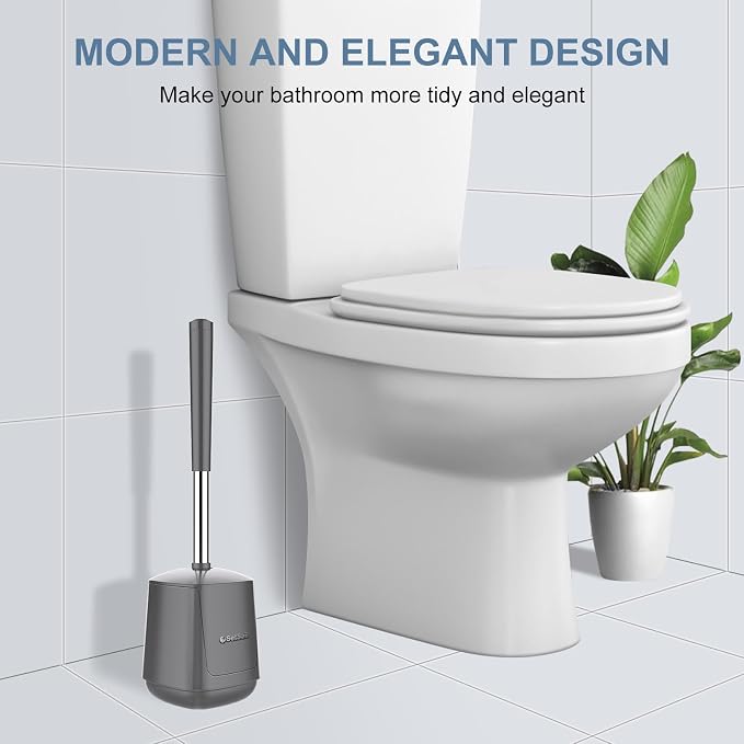 SetSail Toilet Brush and Holder 4 Pack, Self Closing Lid Toilet Bowl Brushes - Image 7
