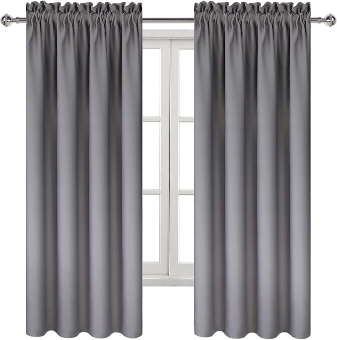 DWCN Grey Room Darkening Blackout Curtains - Image 9