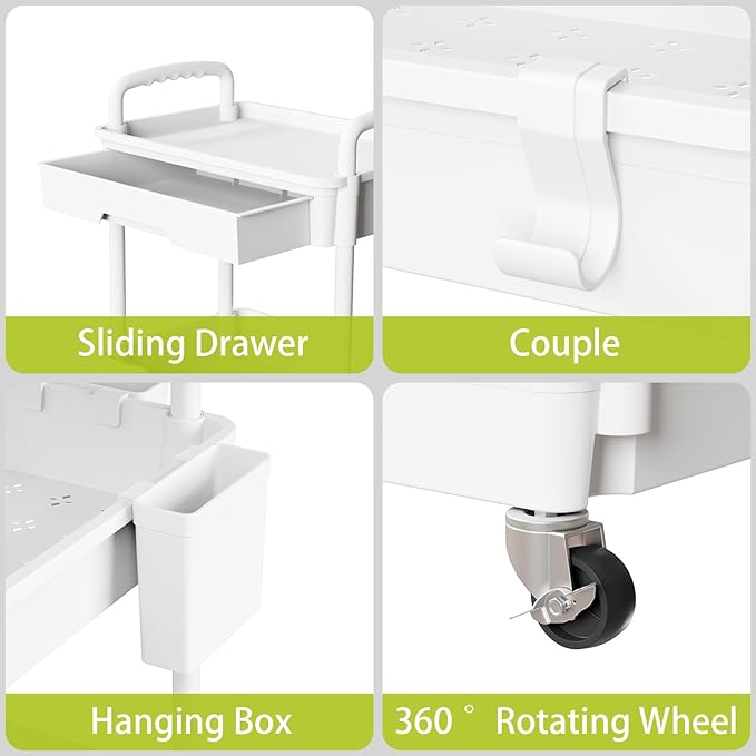 3 Tier Rolling Cart Organizer, Laundry Room Bathroom Organizers and Storage - Image 4