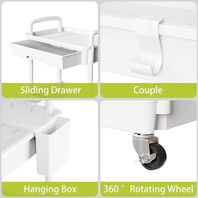 4 Tier Rolling Cart Organizer, Art Craft Diaper Bedside Snack Laundry Room - Image 4