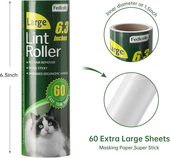 Fedicelly Large Lint Rollers Pet Hair Extra Sticky Furniture, Cat Dog Hair - Image 3