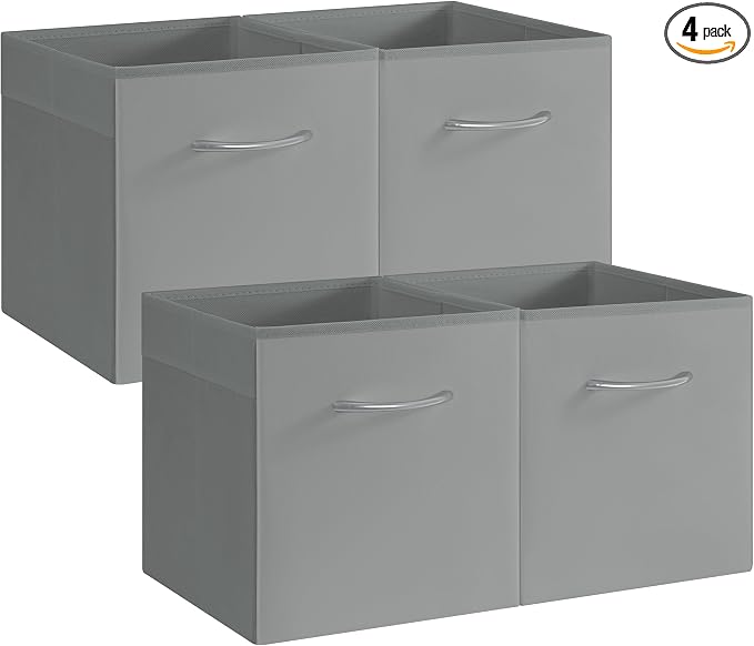 StorageWorks Gray Storage Cubes, 11 Inch Cube Storage Bins by StorageWorks