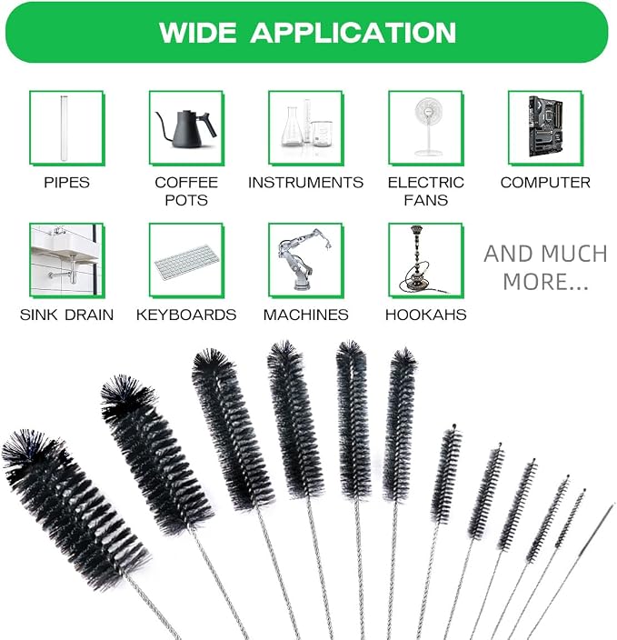 Straw Cleaner Brush Set, 12 Pieces Extra Long Pipe Water Bottle Brushes - Image 7