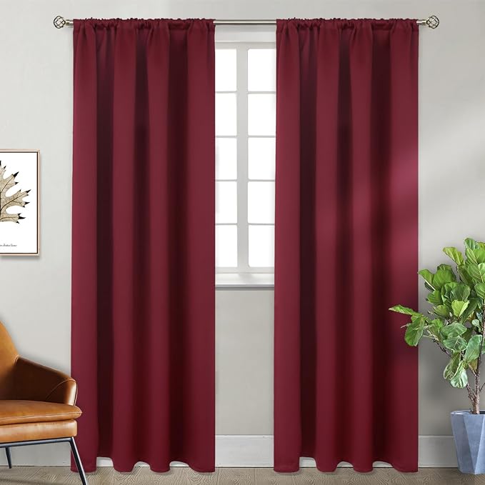 BGment Burgundy Blackout Curtains 90 Inch Long by BGment