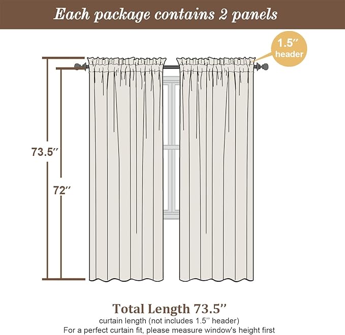 Chyhomenyc Sheer Curtains 72 Inch Length 2 Panels, Short Window Curtain Drapes - Image 4