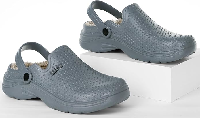 Womens Mens Fur Lined Clogs Waterproof Garden Shoes Winter Warm Fleece Lining - Image 6