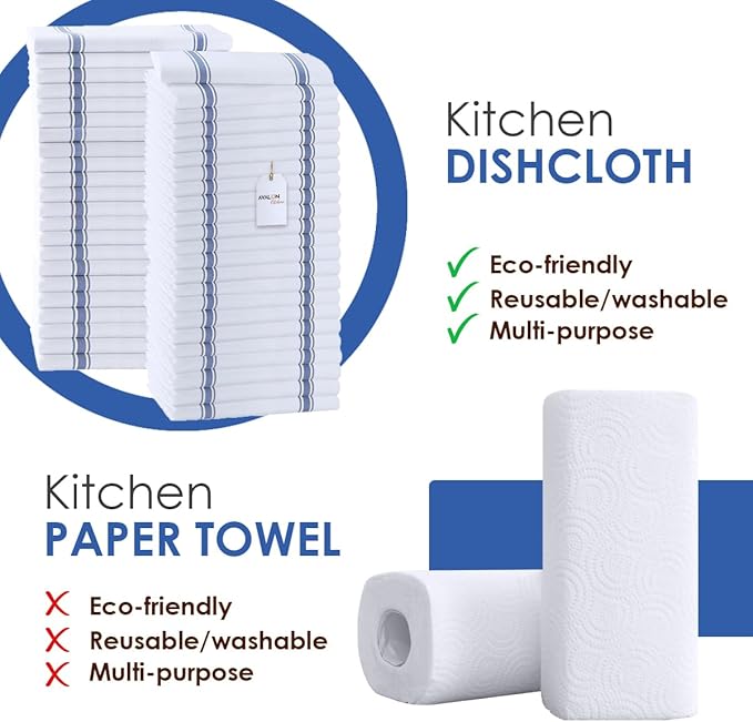 Dish Towels Set Size 15x25 Inch, 100% Cotton Soft & Absorbent Linen Kitchen - Image 2