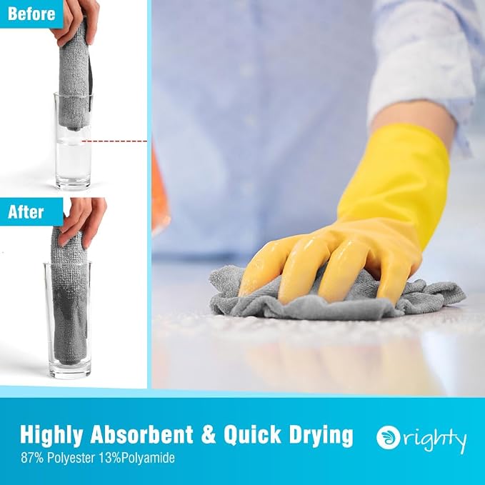 Orighty Grey Microfiber Cleaning Cloth, 150 Pack Highly Absorbent Cleaning - Image 3