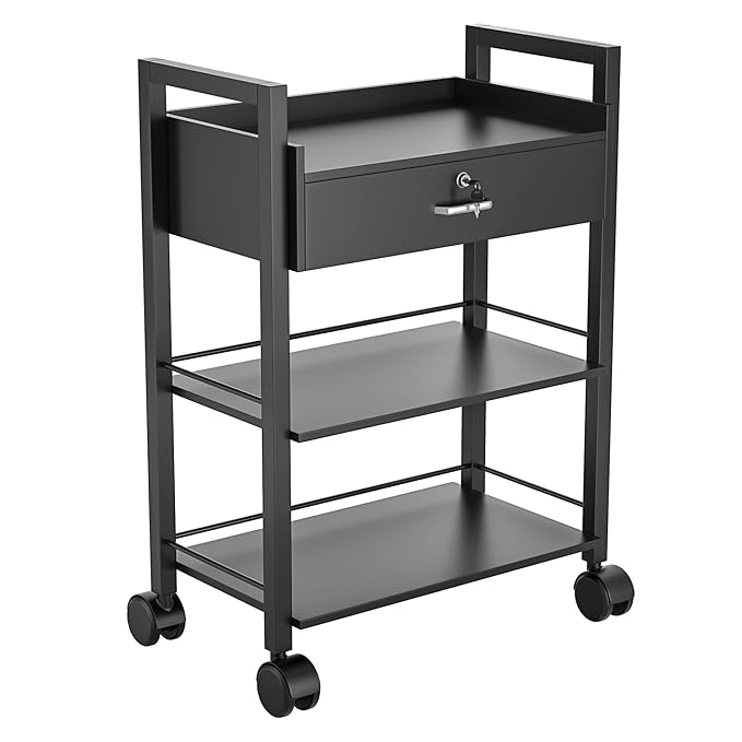 Paddie Salon Trolley Cart, Salon Tray Wooden Mobile Utility Cabinet by Paddie