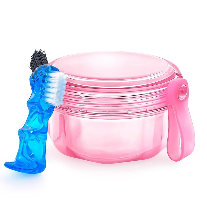 Denture Bath Case Denture Cleaning Cup by EZEELAI
