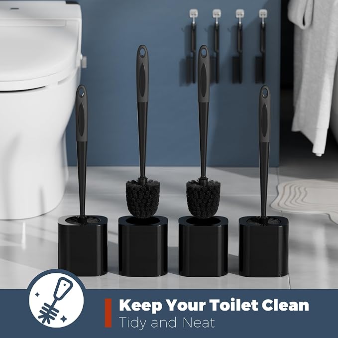 Toilet Brush, 4 Pack Toilet Brush and Holder Set Bathroom Accessories, Toilet - Image 4