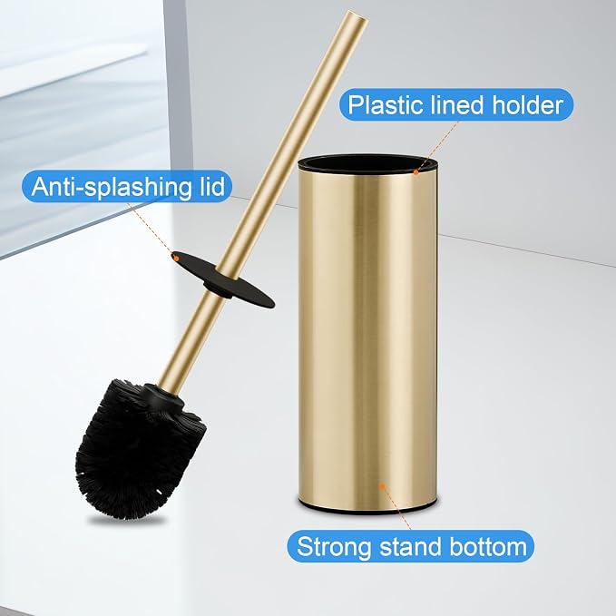 304 Stainless Steel Toilet Bowl Brush and Holder Set, Circular Floor Toilet - Image 6