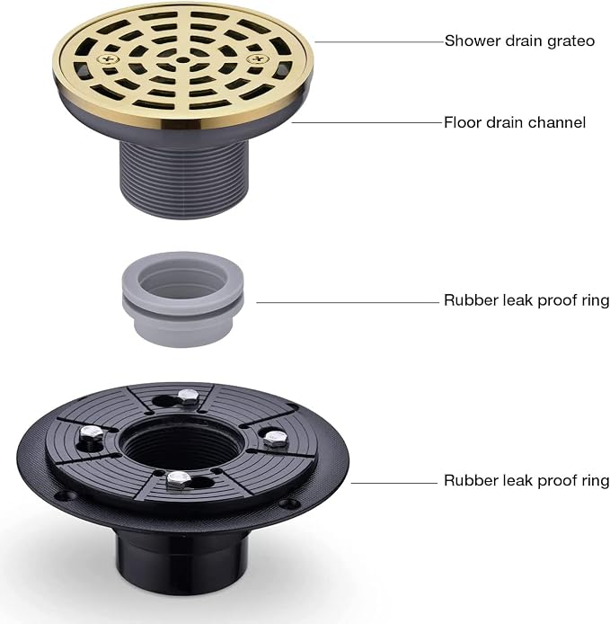 RANDOM Round Shower Drain SUS304 Stainless Steel Brushed Gold Shower Drain 4 - Image 4