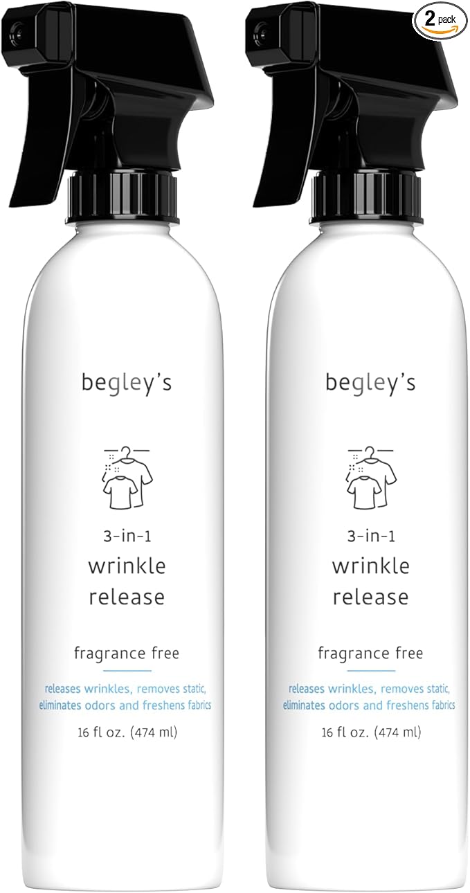 Begley's 3-in-1 Wrinkle Remover, Quick Fix Wrinkle Release, Static Cling Remover by Begleys