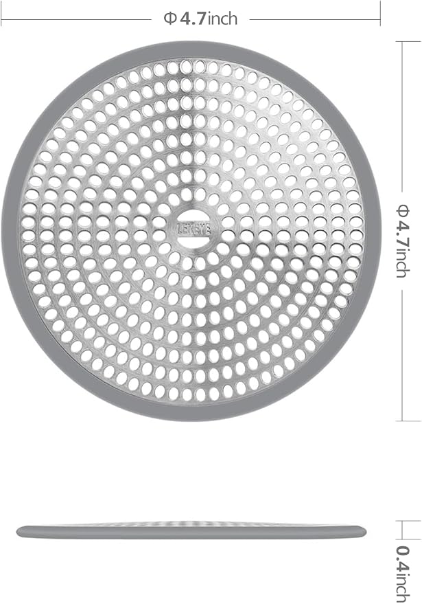 LEKEYE Shower Hair Catcher Drain Protector Strainer-Steel & Silicone 2 Pack - Image 4