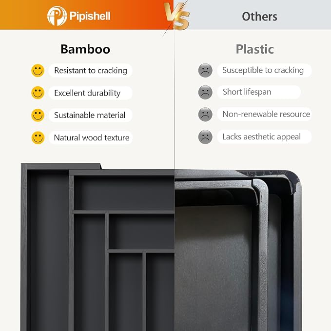 Pipishell Bamboo Expandable Drawer Organizer - Image 3