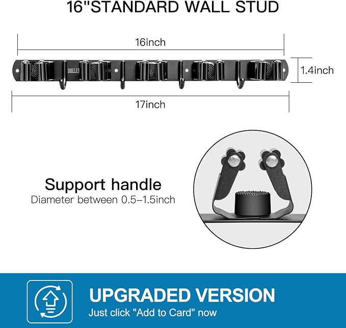 IMILLET Broom Holder Wall Mount, Broom Holder Stainless Steel Heavy Duty Garage - Image 3