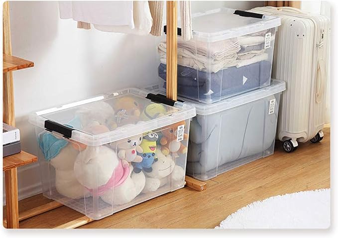 Ggbin 34 Quart Clear Lidded Storage Container Tote, Plastic Storage Box Bin - Image 4
