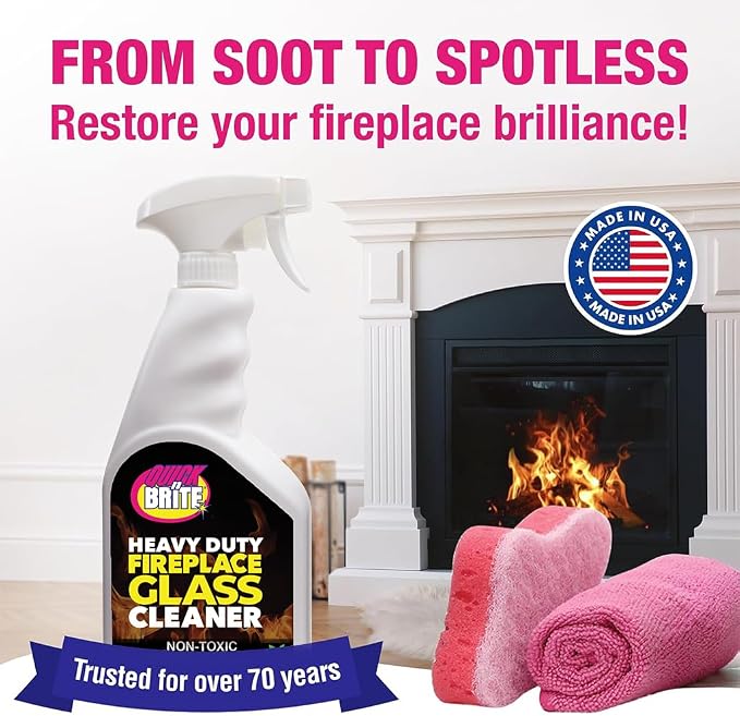 Quick N Brite Fireplace Glass Cleaner 24oz, Nonabrasive Cleaning Spray - Image 6