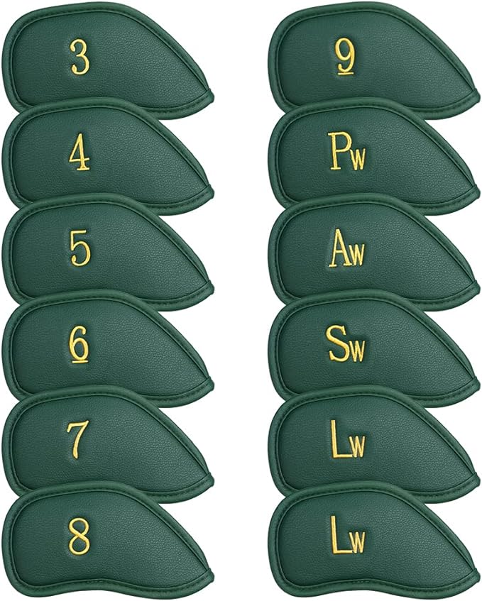 CRAFTSMAN GOLF 12pcs or 1pc Thick Synthetic Leather Golf Iron Head Covers Set by CRAFTSMANGOLF