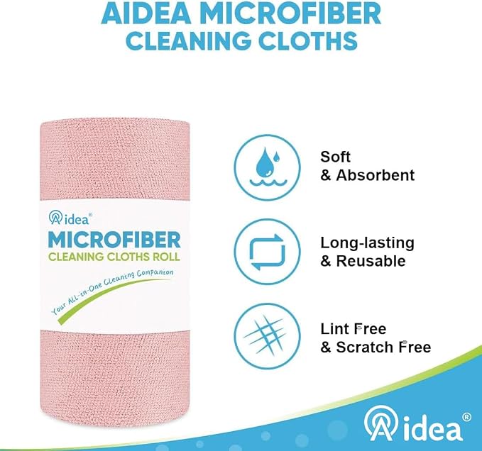 AIDEA Microfiber Cleaning Cloth Roll, 55 Sheets, Microfiber Towels - Image 3
