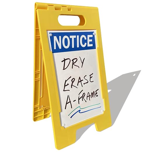 SmartSign 25 x 12 inch “Notice” Write-On Two-Sided Folding Floor Sign, Dry Erase by SmartSign