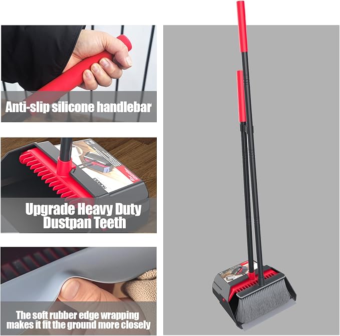 Broom with Dustpan Combo Set, Dust Pans with Long Handle, Brooms with Dustpan - Image 3