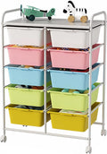 10 Drawers Rolling Storage Cart, Plastic Drawer Cart by Ytaoka