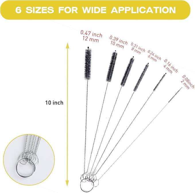 Straw Cleaner Brush Set, 6 Piece Long Drinking Straws Cleaning Brush Pipe Tube - Image 2